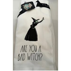 Rae Dunn Halloween Witch Towels Set of 2 Good Witch Bad Witch Kitchen Decor NEW